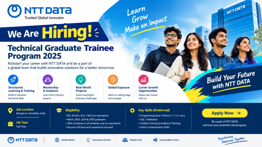 NTT Data Technical Graduate Trainee Hiring