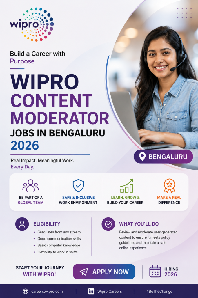 Wipro is hiring Content Moderators